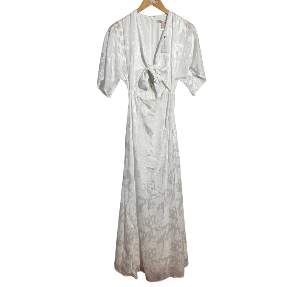 Anthropologie x Hutch Luciana TieFront Jacquard Maxi Dress Women White NWT Bride